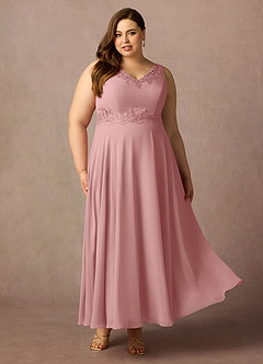 Azazie Devana Mère de la mariée Robes Robe Trapèze en Mousseline de soie Sequins Rose Poussiéreuse image13