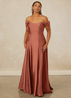 Christian Siriano Bridal for Azazie 1002 Bridesmaid Dresses Clay A-Line Off the Shoulder Stretch Satin Convertible Dress image8