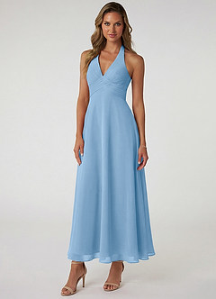 Azazie Tessie Suknie dla druhen Linia A Pofałdowany Szyfon Długość kostki Sukienka image1