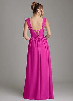 Azazie Caterina Bridesmaid Dresses Fuchsia A-Line Corset Chiffon Dress image6