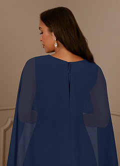 Azazie Isa Mother of the Bride Dresses Dark Navy A-Line V-Neck Pleated Chiffon Dress image6