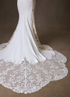 Azazie Estephanie Abiti da Sposa Abito Sirena in Crepe Elasticizzato Paillettes Diamante Bianco Nudo image5