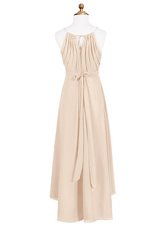 Azazie Oaklynn Junior Robe Trapèze en Mousseline de soie Plissée Albâtre Blanc image7