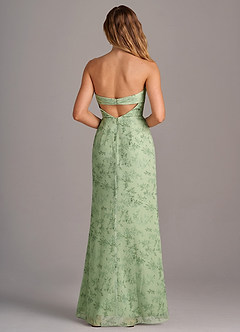 Azazie Leonis Bridesmaid Dresses Green Fern Floral Sheath Strapless Chiffon Convertible Dress image5