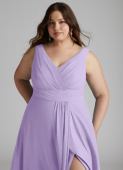Azazie Karina Bridesmaid Dresses Lilac A-Line Pleated Chiffon Dress image11