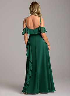 Azazie Aubrie Bridesmaid Dresses Emerald A-Line Off the Shoulder Chiffon Dress image6