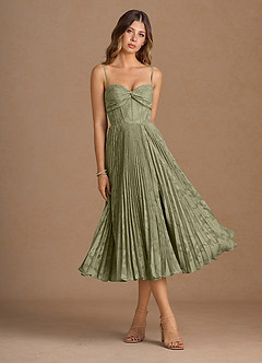Annie Pistachio Pleated Midi Dress image5