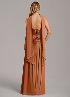 Azazie Cadence Bridesmaid Dresses Copper A-Line Corset Stretch Satin Convertible Dress image4