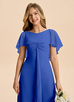 Azazie Selena Junior Royal Blue A-Line Ruched Chiffon Dress image7