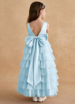 Azazie Twinkle Toes vestidos de niña de las flores Vestido de Azul Cielo de Tul de Corte En A con Lazo image1