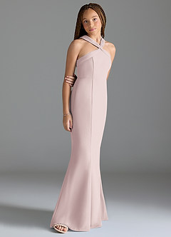 Azazie Rue Junior 인어 사이드 슬릿 쉬폰 플로어 길이 주니어 신부 들러리 드레스 image3