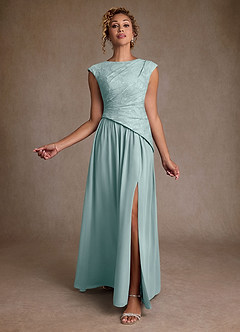 Azazie Kalleen Abiti per la Madre della Sposa Abito A-Line in Chiffon Plissettato Nebbia image2