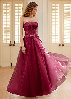 Pipery Bourgogne Robe de bal corsetée à paillettes et volants en tulle image5