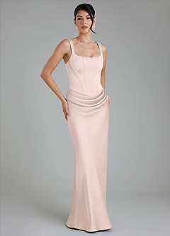 Azazie Etta Brautjungfernkleider Meerjungfrau-Linie Korsett Stretch-Satin Kleid Zartrosa image4