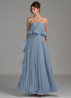 Azazie Alexia Bridesmaid Dresses Dusty Blue A-Line Ruched Chiffon Dress image6