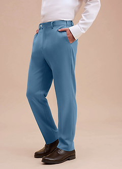 front Ethan Steel Blue Refined Weave Performance Dress Pants
