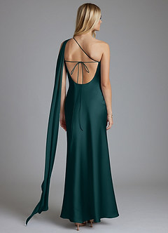 Azazie Loreen Vente Finale Robe Sirène en Satin extensible Une épaule Sky Blue image2