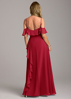 Azazie Aubrie Jurken voor bruidsmeisjes Jurk van Chiffon met A-Lijn Off the Shoulder Scharlaken image6