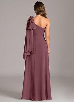 Azazie Tella Bridesmaid Dresses Sangria A-Line One Shoulder Chiffon Dress image7