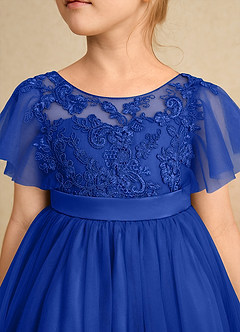 Azazie Queenie Robe Demoiselle D'honneur Fillette Robe Trapèze en Dentelle Bleu Roi image4