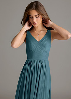 Azazie Keyla Bridesmaid Dresses Bermuda A-Line Pleated Mesh Dress image7