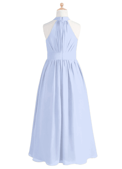 Azazie Iman Junior Ice A-Line Pleated Chiffon Dress image7