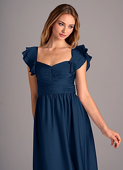 Azazie Anaya Bridesmaid Dresses Dark Navy A-Line Sweetheart Neckline Stretch Satin Convertible Dress image6