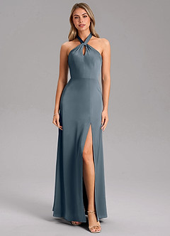 Azazie Tracie Bridesmaid Dresses Twilight A-Line Side Slit Stretch Satin Dress image5