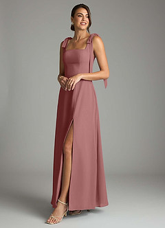 Azazie Debra Bridesmaid Dresses Desert Rose A-Line with Pockets Chiffon Convertible Dress image8