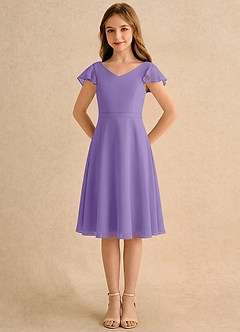 Azazie Narin Girls Formal Flower Girl Klänningar Klänning A-Line i Chiffong med ärmar image5