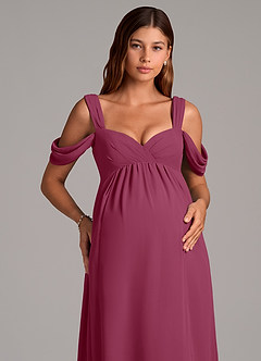 Azazie Rhea Maternity Bridesmaid Dresses A-Line Pleated Chiffon Floor-Length Dress image7