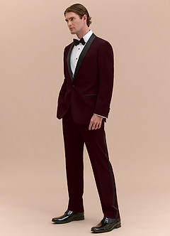 front Winston Burgundy Shawl Lapel Tuxedo Jacket