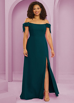 Barbie ♥ Azazie Robes de demoiselle d'honneur Robe Trapèze Convertible en Mousseline de soie Épaule décolletée Vert Pin image7