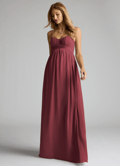Azazie Llana Zwangerschaps Bruidsmeisjekleding A-Lijn Chiffon Vloerlengte Jurk image3