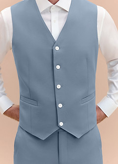 front James Dusty Blue Structured Stretch Suit Vest