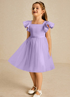 Azazie Kaeya Flower Girl Dresses Lilac A-Line Bow Tulle Dress image4