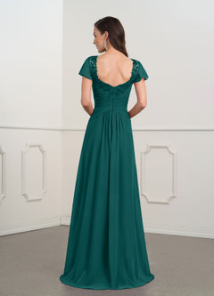 Azazie Gwenyth Mother of the Bride Dresses Peacock A-Line Lace Chiffon Dress image9
