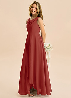 Azazie Mannie Junior Linia A Pofałdowany Szyfon Asymetryczny Młodsza druhna Sukienka image4