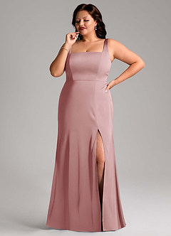 Azazie Frostine Bridesmaid Dresses Dusty Rose A-Line Bow Stretch Satin Dress image8