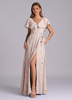 Azazie Lainey Jurken voor bruidsmeisjes Jurk van Bloemen Burn-out met A-Lijn met Zakken Blozend Roze image1