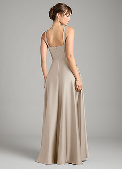 Azazie Shaude Bridesmaid Dresses Frost A-Line Pleated Stretch Satin Dress image2