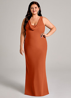 Azazie Rylina Bridesmaid Dresses Burnt Orange Mermaid Pleated Chiffon Dress image7