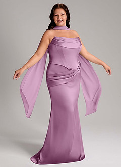 Azazie Sorrel Bridesmaid Dresses Wisteria Mermaid Strapless Stretch Satin Convertible Dress image12
