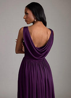 Azazie Novi Bridesmaid Dresses Grape A-Line with Pockets Stretch Satin Dress image4