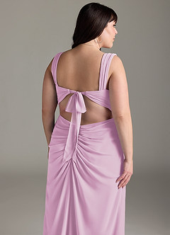 Azazie Jesaphine Bridesmaid Dresses Candy Pink Sheath Bow Chiffon Dress image14
