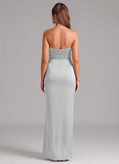 Azazie Jamie Bridesmaid Dresses Silver A-Line Strapless Stretch Satin Convertible Dress image2
