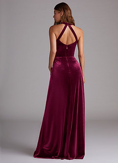 Azazie Larice Vestidos de madrinha de casamento Vestir Cabernet de Veludo de Linha A com com bolsos image2