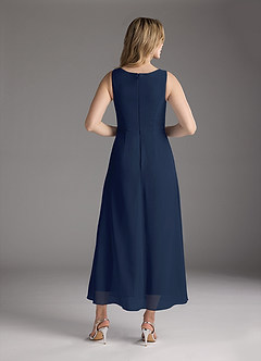 Azazie Anitta Mother of the Bride Dresses Dark Navy Jumpsuit/Pantsuit Pleated Stretch Crepe Dress image6