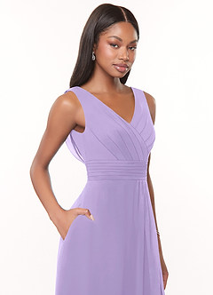 Azazie Karina Bridesmaid Dresses Lilac A-Line Pleated Chiffon Dress image5