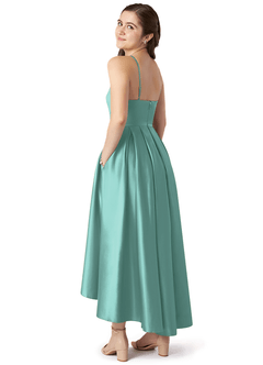 Azazie Jemima Junior A-Linie mit Taschen Stretch-Satin Kleid Aqua image5